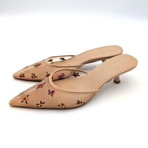 Reformation Wilda Kitten Heel Mule Pump Women's Natural Size US8 EU38.5